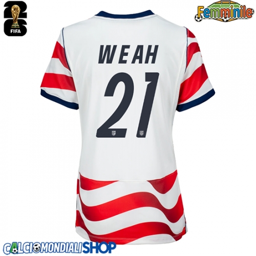 Maglie da calcio Stati Uniti Timothy Weah #21 Prima Maglia Femminile Mondiali 2026  Manica Corta